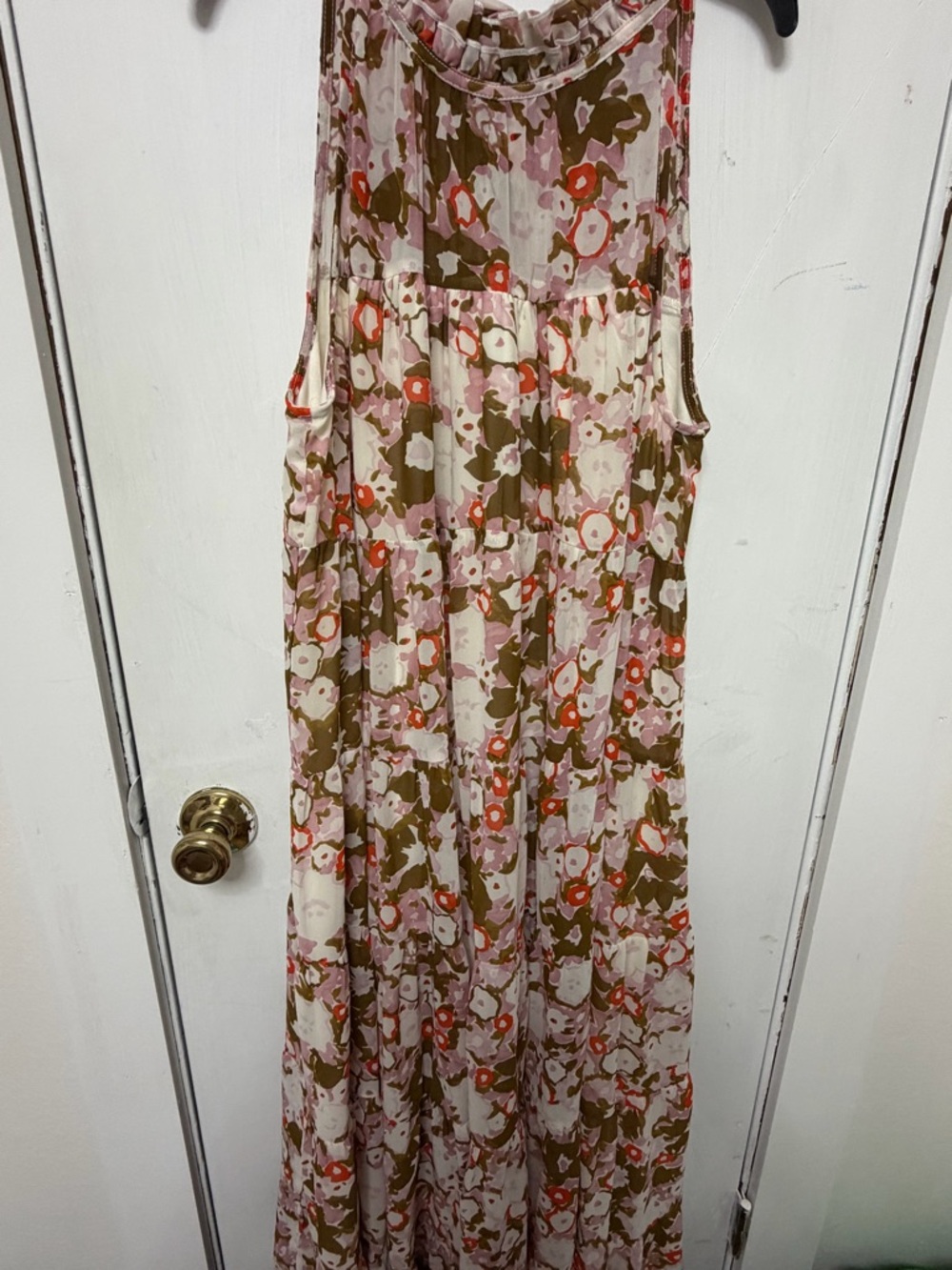 Entro Floral Sleeveless Maxi Dress in Pink and brown